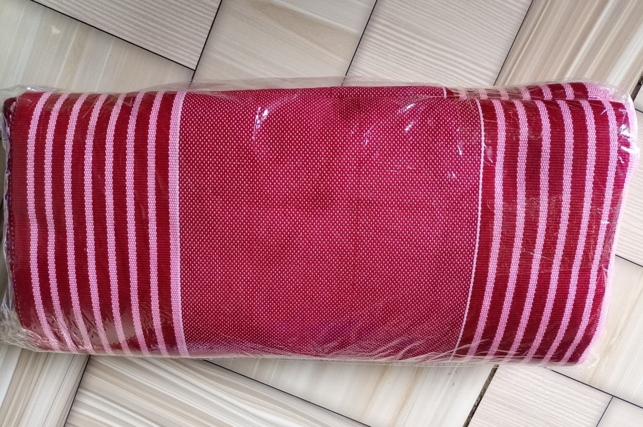 Ghanaian traditional cloth - Wine colour with shining, and baby pink colour with shining combination of Ghanaian traditional cloth - Image 4