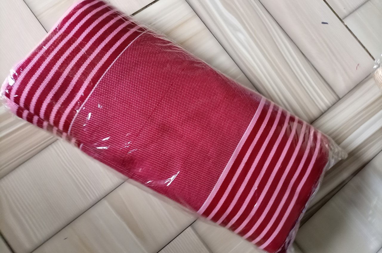 Ghanaian traditional cloth - Wine colour with shining, and baby pink colour with shining combination of Ghanaian traditional cloth - Image 2