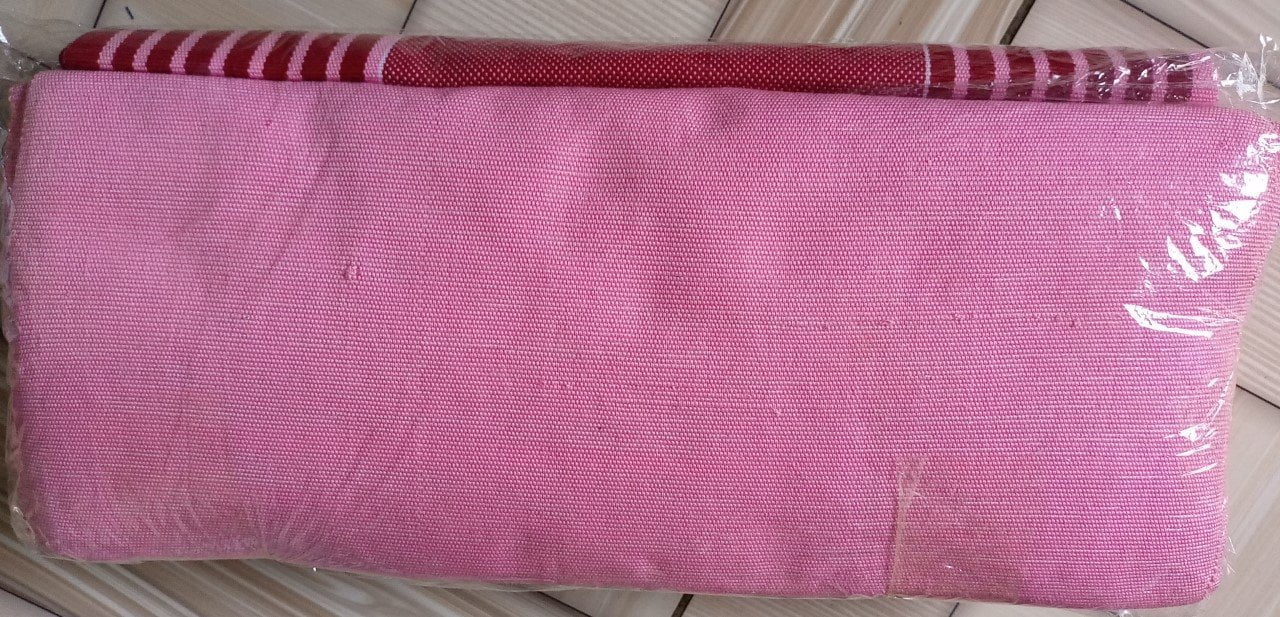 Ghanaian traditional cloth - Wine colour with shining, and baby pink colour with shining combination of Ghanaian traditional cloth - Image 3