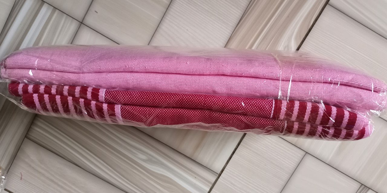 Ghanaian traditional cloth - Wine colour with shining, and baby pink colour with shining combination of Ghanaian traditional cloth - Image 1