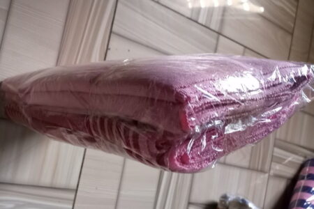 Ghanaian traditional cloth - Wine colour with shining, and baby pink colour with shining combination of Ghanaian traditional cloth - Image 5