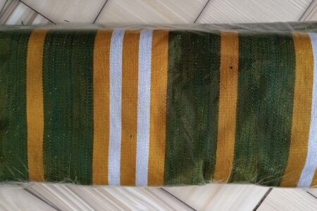 Ghanaian traditional cloth - Deep green with yellow and white stripes, and deep green with yellow shining Ghanaian traditional cloth - Image 5