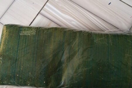 Ghanaian traditional cloth - Deep green with yellow and white stripes, and deep green with yellow shining Ghanaian traditional cloth - Image 4