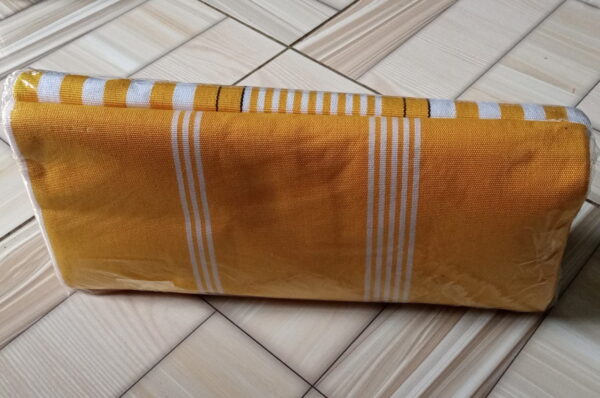 Ghanaian traditional cloth – CC yellow with white stripes Ghanaian traditional cloth