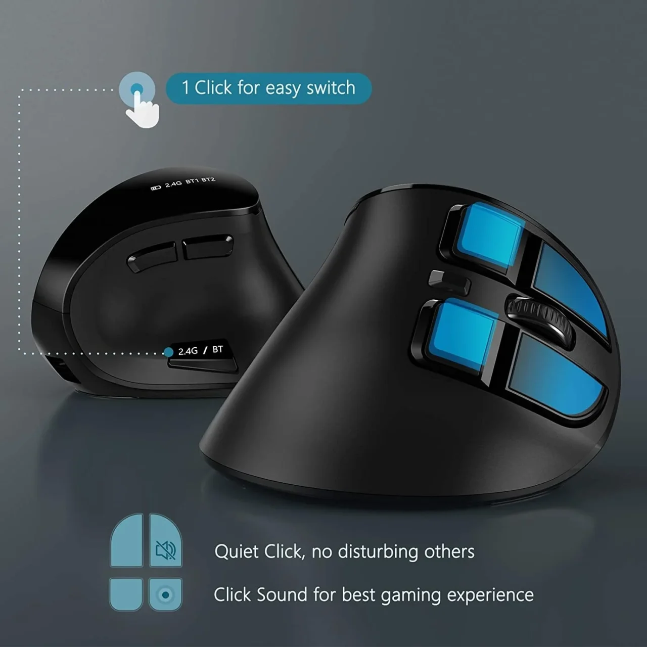 Bluetooth Vertical Wireless Mouse for Tablet Laptop Notebok Rechargeable USB Wireless Mouse Ergonomics Right Hand - Image 4