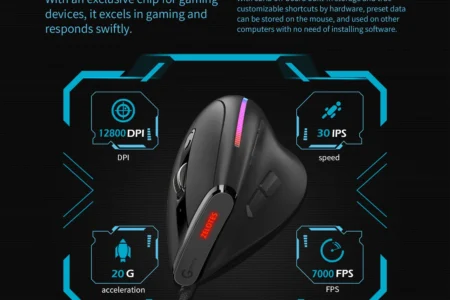 Jomaa Wired Gaming Mouse RGB Vertical Ergonomic Mice 9 Button Programmable 12800 DPI Mouse for Gamer Computer Laptop - Image 3