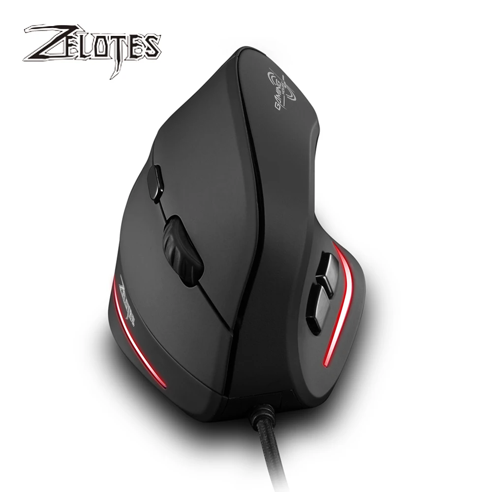 ZELOTES T-20 Mouse Wired Vertical Mouse Ergonomic Rechargeable 3200DPI Optional Portable Gaming Mouse for Mac Laptop PC Computer - Image 1
