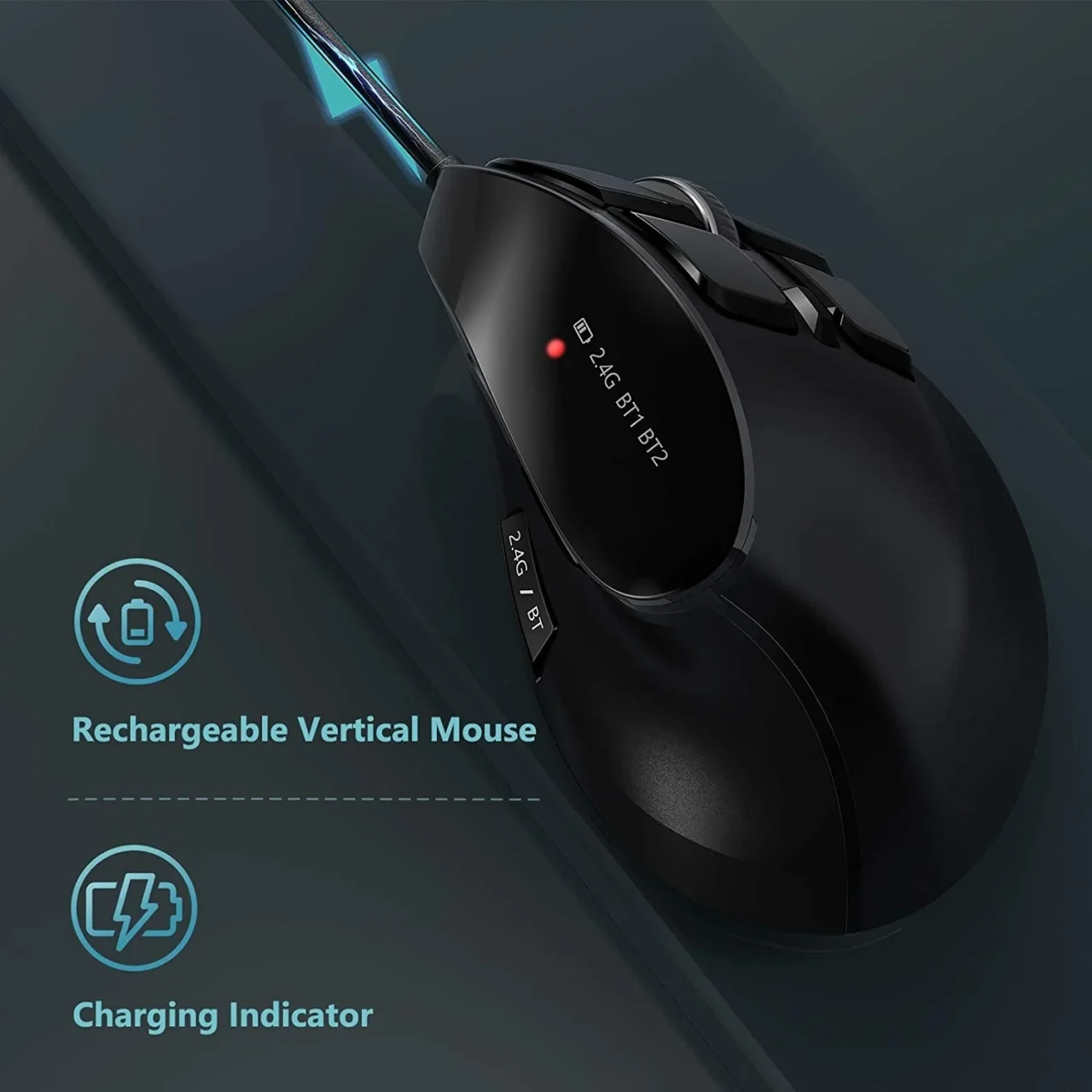 Bluetooth Vertical Wireless Mouse for Tablet Laptop Notebok Rechargeable USB Wireless Mouse Ergonomics Right Hand - Image 6