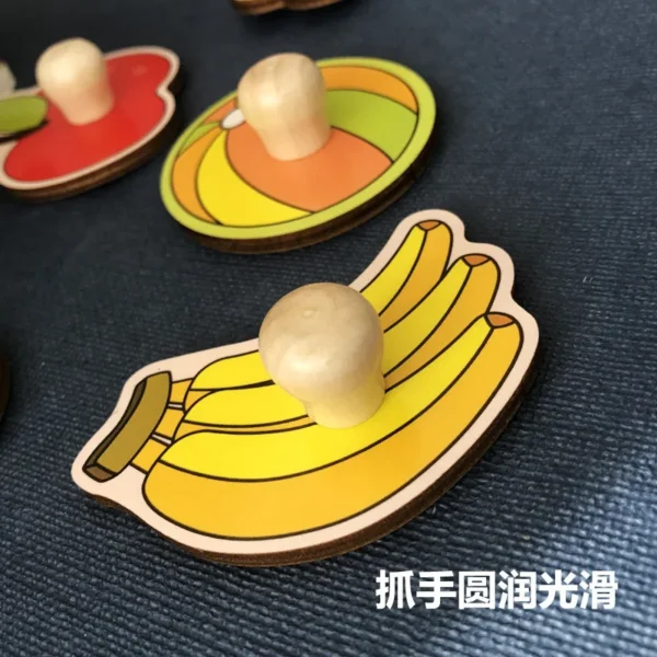 Children Hand Scratch 3D Wooden Board Baby Cartoon Montessori Early Education Farm Fruit Cognitive Puzzle Toy