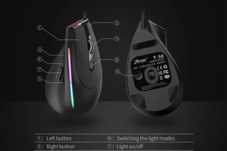 Jomaa Wired Gaming Mouse RGB Vertical Ergonomic Mice 9 Button Programmable 12800 DPI Mouse for Gamer Computer Laptop - Image 6