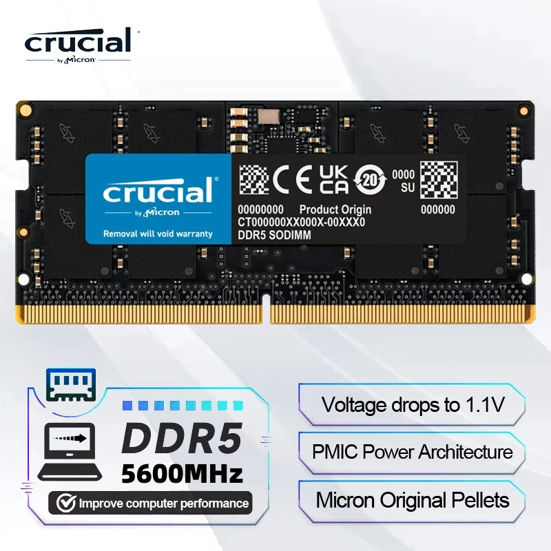 Crucial 16GB 24GB 32GB 48GB DDR5 RAM 5600MHz Laptop Memory SODIMM 262-Pin Compatible with 13th Gen Intel Core and AMD Ryzen 6000 - Image 1