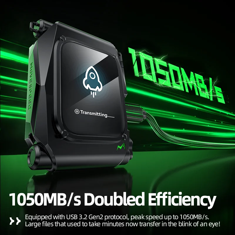MOVESPEED ST10 1050MB/s Portable SSD 2TB 1T Touch Encryption USB3.2 Gen2 Type C External Hard Drive for iPhone 15/16 PS4 PS5 PC - Image 5