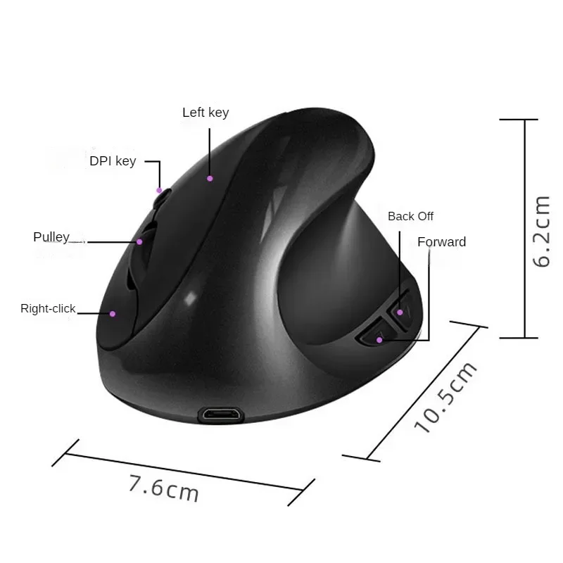 BTS-908 Hot Selling Rechargeable Vertical Mice Ergonomic Wireless Mouse 2.4G USB Receiver 1600 Adjustable DPI 6 Buttons Mouse - Image 5