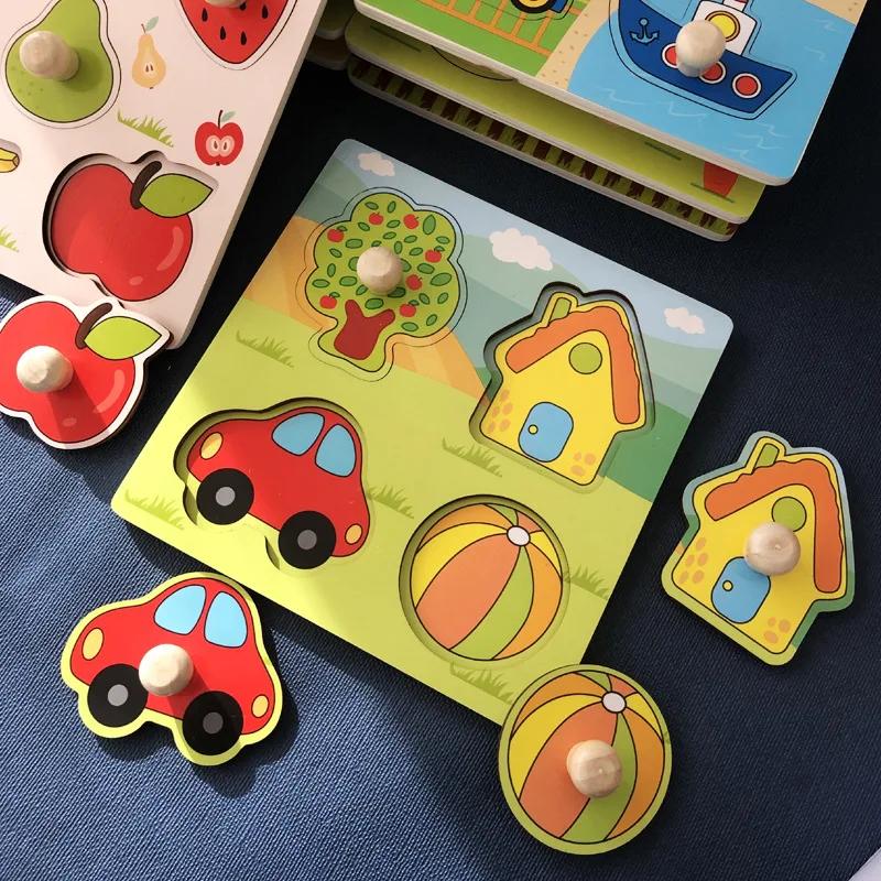 Children Hand Scratch 3D Wooden Board Baby Cartoon Montessori Early Education Farm Fruit Cognitive Puzzle Toy - Image 3