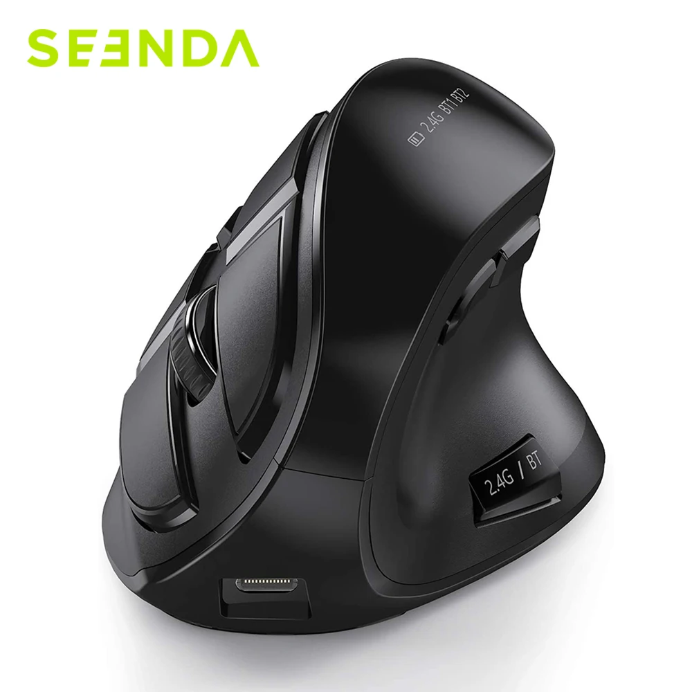 Seenda Vertical Ergonomic Wireless Mouse Rechargeable Bluetooth 5.0 3.0 2.4G USB Mice for Computer Laptop PC Mac iPad Office - Image 1