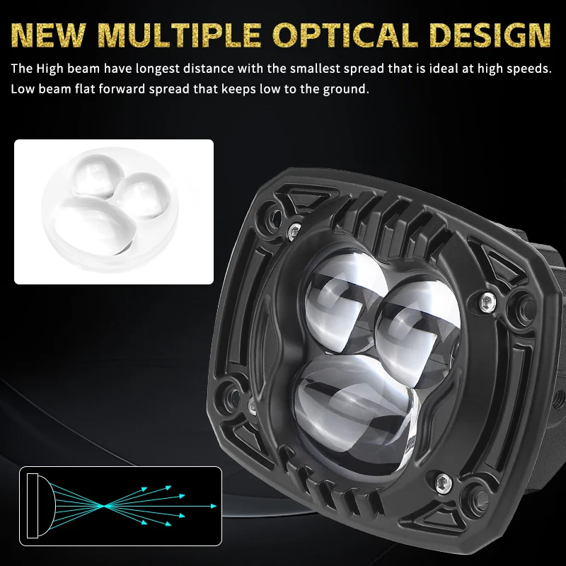 4 inch Flush Mount LED Pods Work Light Reversing Driving Fog Lamp High/Low Beam For Jeep Off-road 4x4 Truck SUV ATV 4WD 12V 24V - Image 5