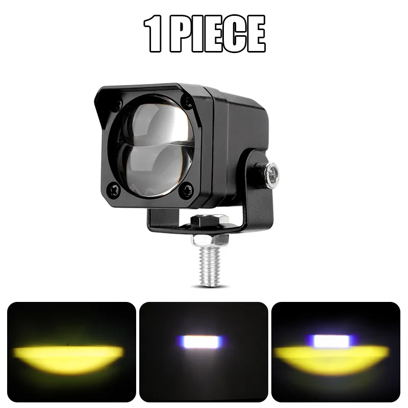 Motorcycle LED Dual Color Spotlight 12V 24V 36V Spot Beam Lamp White Yellow for Dirt Bike Scooter Offroad Auxiliary Fog Light - Image 7