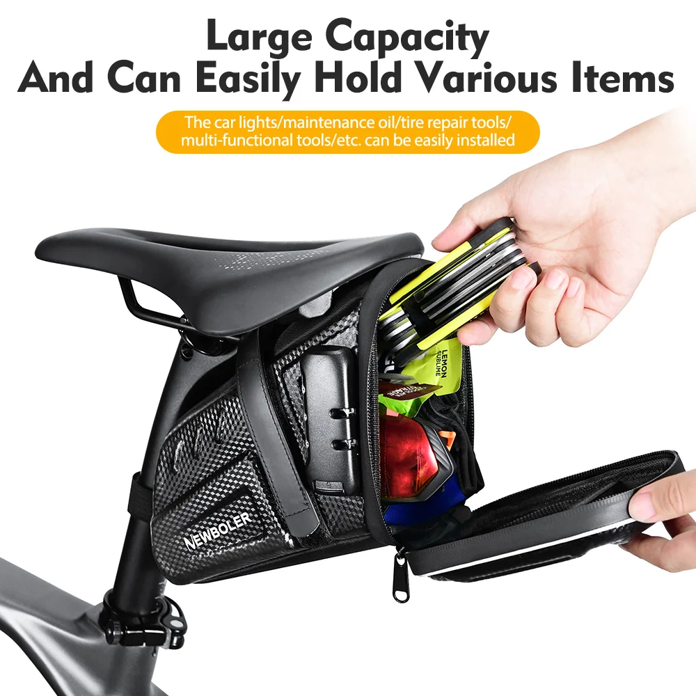 Waterproof Bicycle Saddle Bag With Password Lock MTB Road Bike Saddlebag Reflective Bicycle Tool Holder Bag Bike Accessories - Image 4