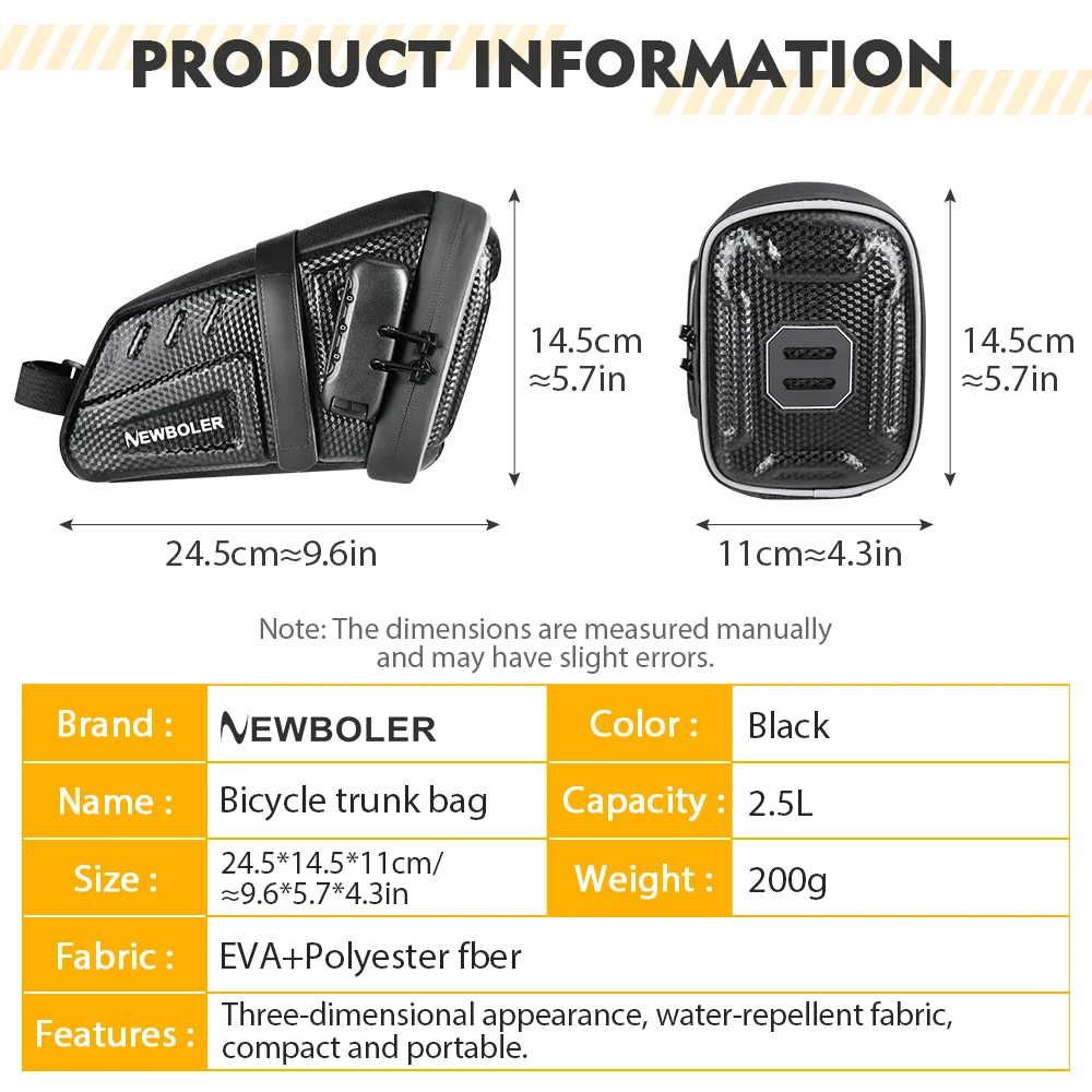 Waterproof Bicycle Saddle Bag With Password Lock MTB Road Bike Saddlebag Reflective Bicycle Tool Holder Bag Bike Accessories - Image 2